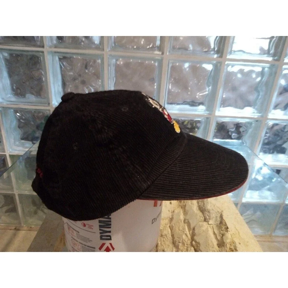 90'S Disney Store Disney Mickey Mouse Cap Black Corduroy Strap Back Hat